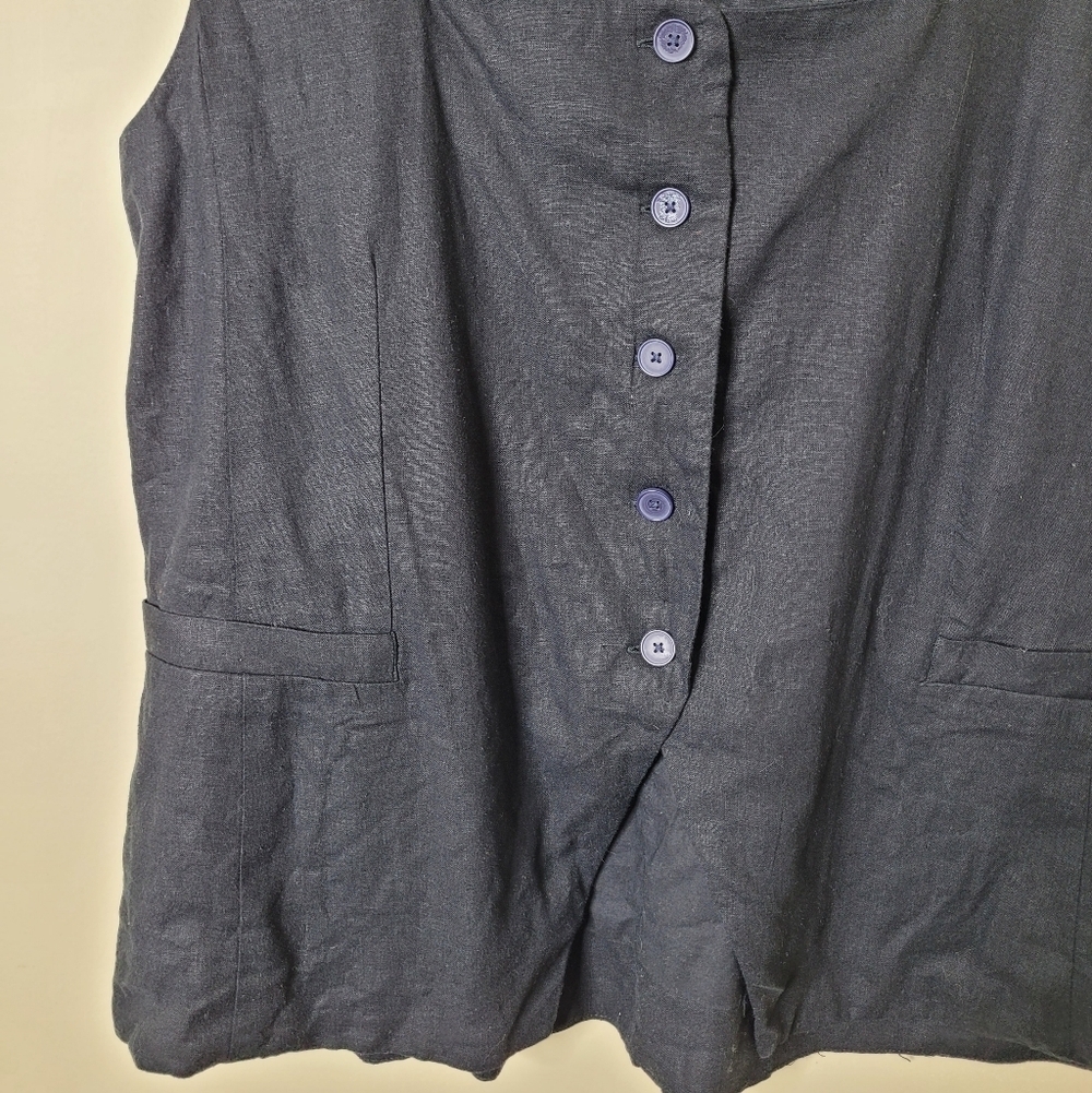 LOFT Black Drape Tank Linen Blend Pocket Vest Size XL NWT - Picture 4 of 10
